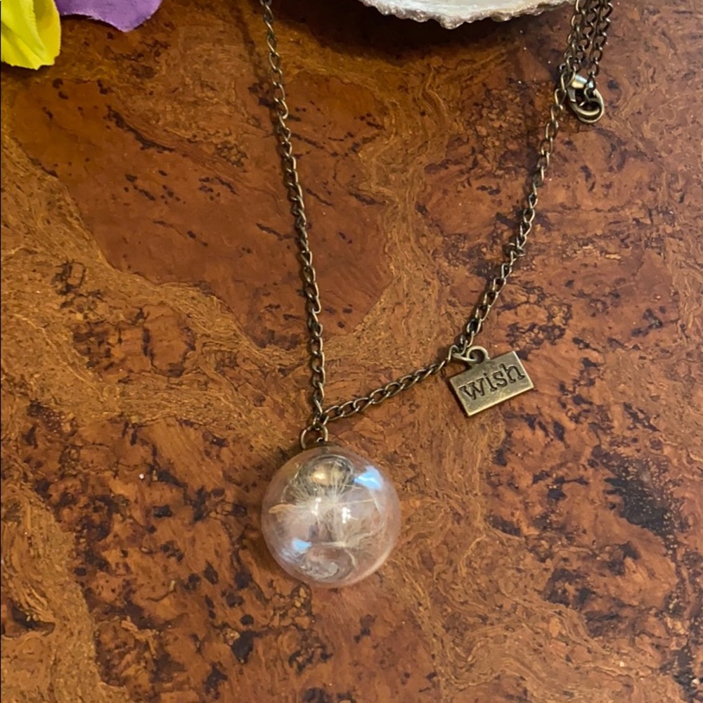 Glass ball Dandelion seed wish necklace